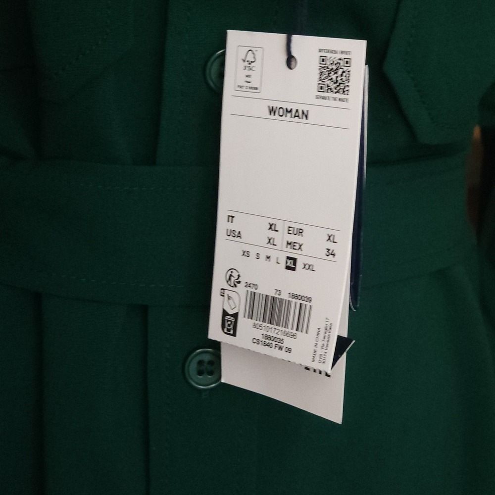 MP Massimo Piombo Midi Shirtdress Forest Green Button Front Belt XL NWT $110 - Picture 11 of 11
